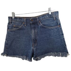 Vintage Levis 517 Denim Shorts Women's Size 33 Orange Tab High Rise‎ Distressed